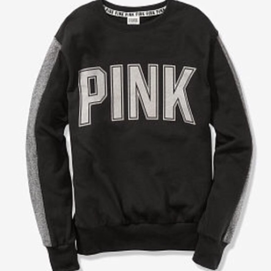 Pink Vs Sequins Campus Crew Sweatshirt Top Nwt